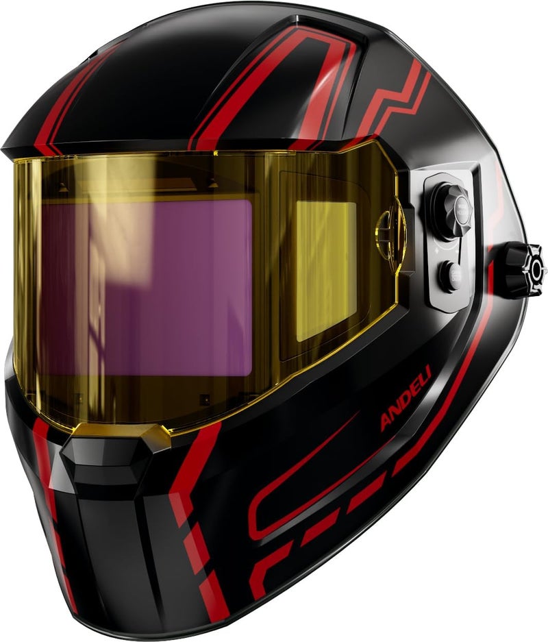 ANDELI Auto Darkening Welding Helmet -Fully Digital Filter, 7.2"x3.2" Extra Wide Panoramic View, Type-C Fast Charging True Color Solar Powered Hood，Wide Shade 4/5-9/9-13 for Weld Cut Grind - Image 1